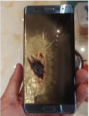 大陆用户说自己的三星Note 7起火爆炸。（网络图片）